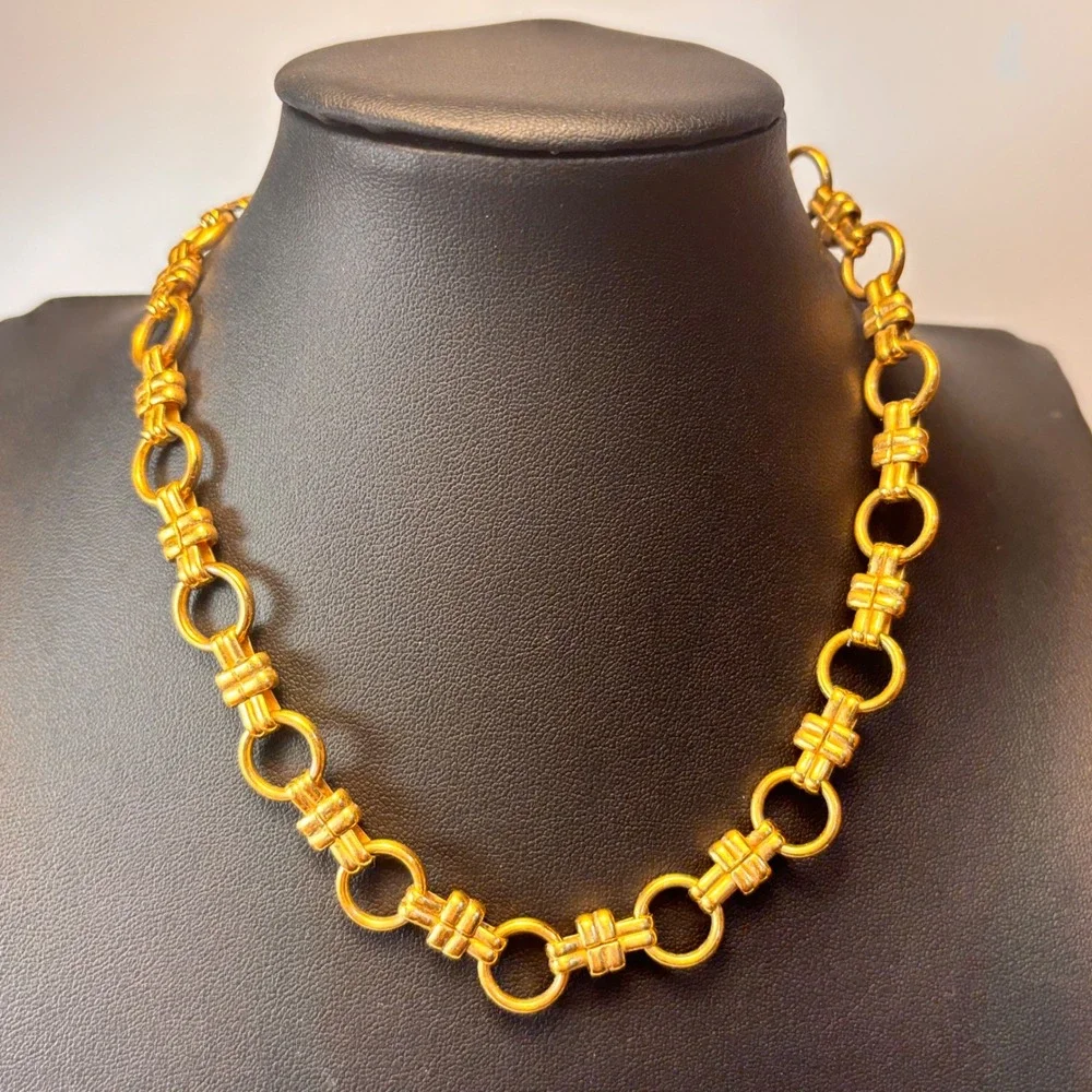 Vintage Gold Chunky Link Chain Necklace Statement Boho Chic Minimalist 90s